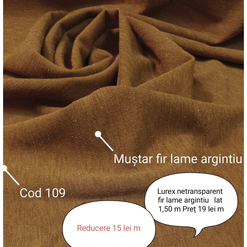 Lurex Netransparent Mustar Fir Lame Argintiu