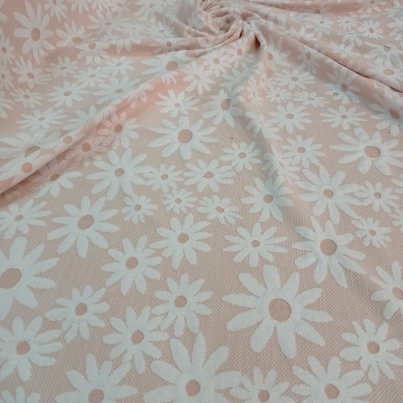 Jersey nude bej floral latime 1.50m