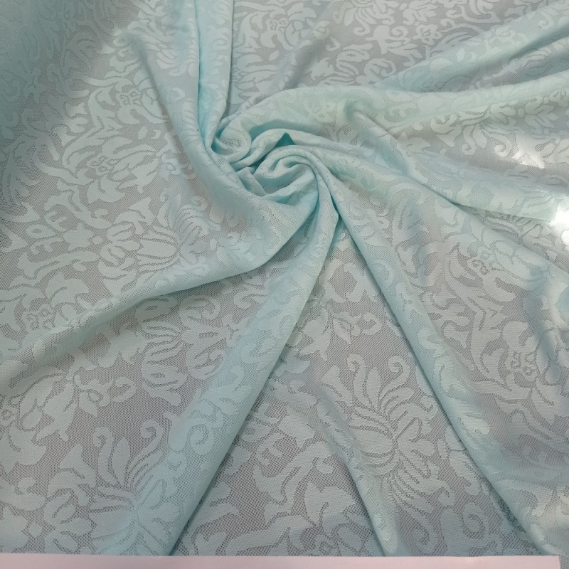 Tesatura Jersey floral verde menta 3d